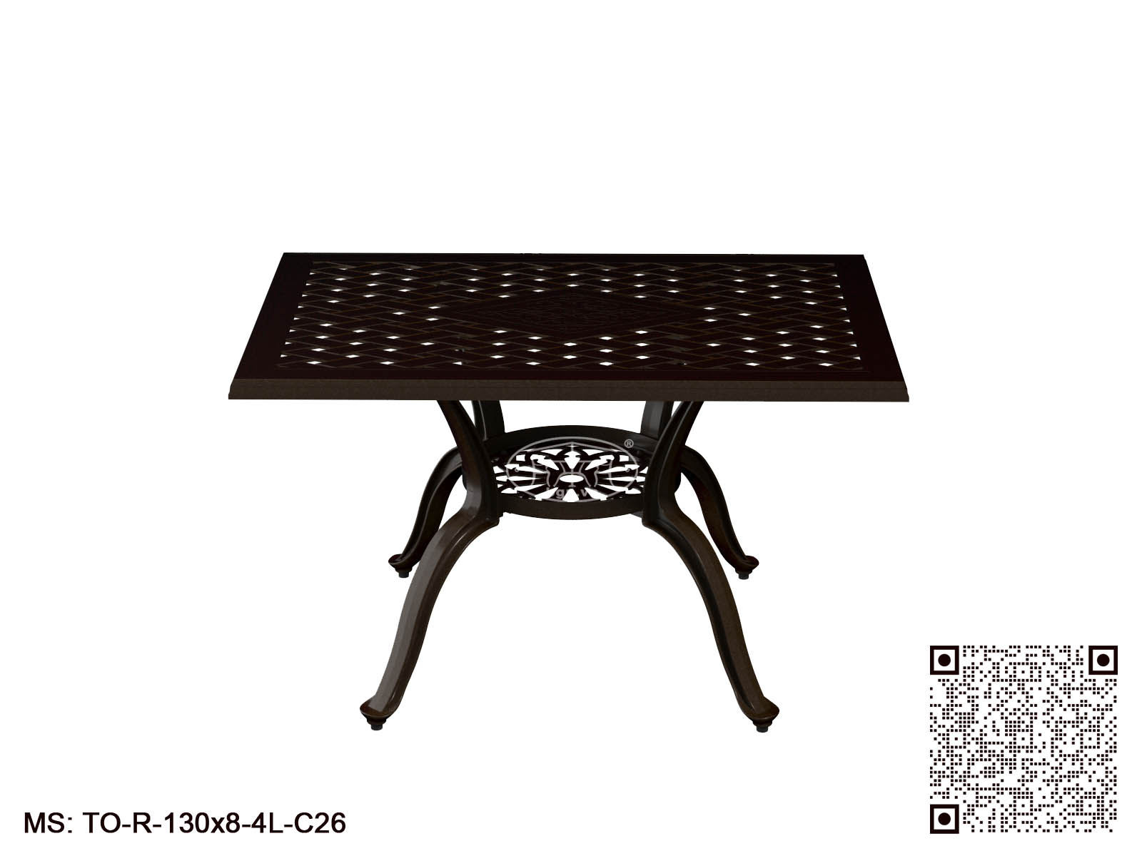 Bàn Nhôm Chữ Nhật Hoa Văn 1300x880 - Image 2